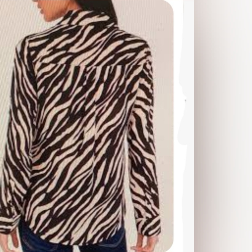 Express Zebra Print Button Down Portofino Shirt C… - image 7